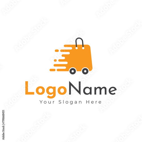 Ecommerce logo, Shopping cart logo and shopping bags logo vector