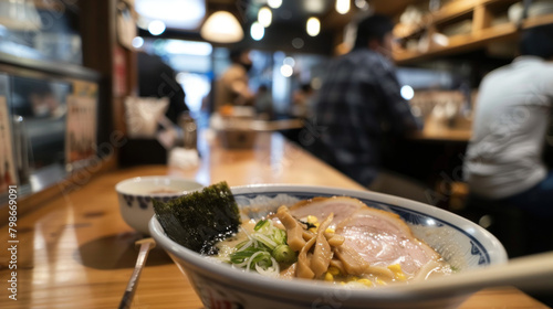 Delicious Bowl of Japanese Ramen.  Culinary World Tour  Food and Street Food