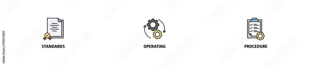 SOP banner web icon set vector illustration concept for the standard operating procedure with an icon of instruction, quality, manual, process, operation, sequence, workflow, iteration, and puzzle
SOP banner web icon set vector illustration concept for the standard operating procedure with an icon of instruction, quality, manual, process, operation, sequence, workflow, iteration, and puzzle