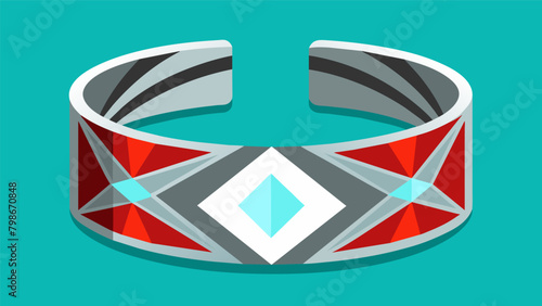 A statementmaking cuff bracelet expertly crafted from sterling silver and featuring a bold geometric design..
