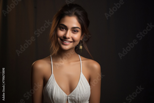 Wallpaper Mural young attractive indian woman standing on isolated background Torontodigital.ca