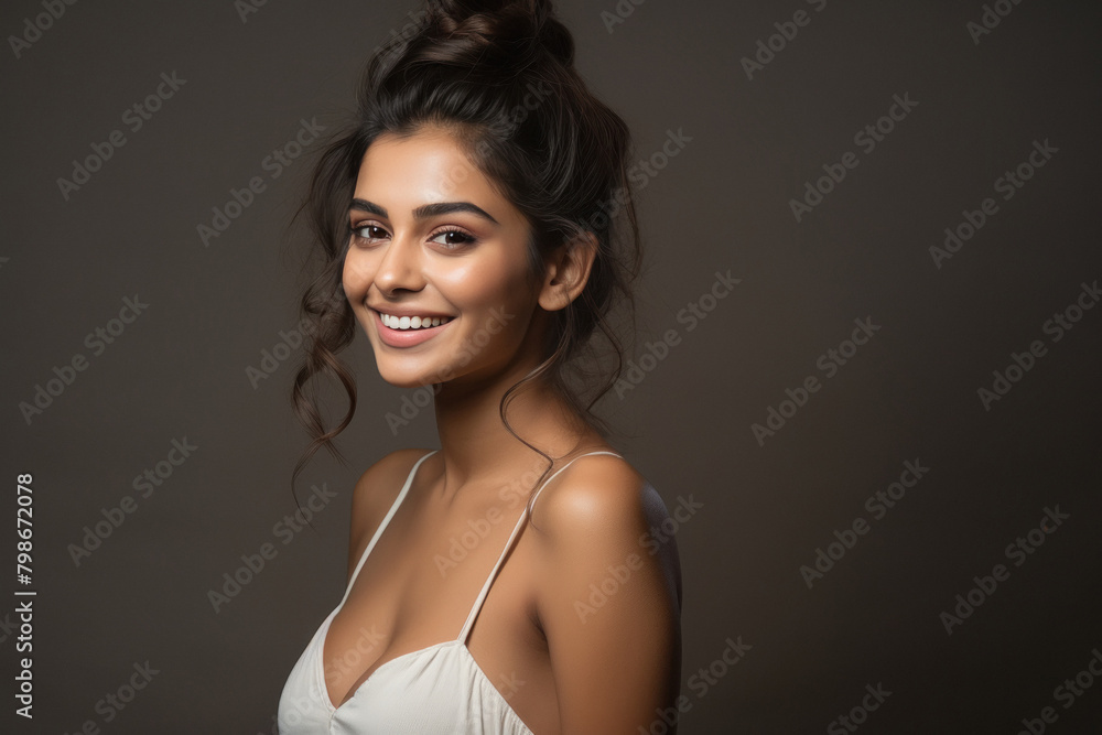 young attractive indian woman standing on isolated background young attractive indian woman standing on isolated background