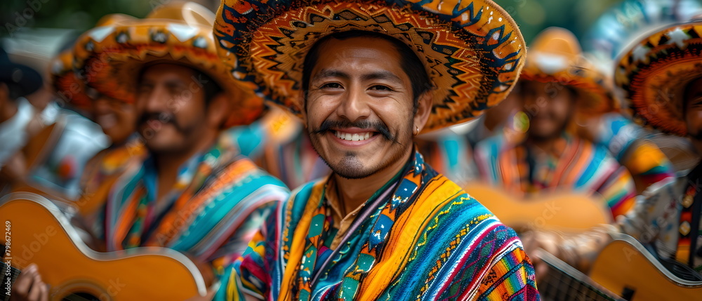 Fototapeta premium Cinco de Mayo, celebrating mexican historical triumph and unity, a crucial moment in history when the Mexican army triumphed over the French forces. It's a day honors Mexico's vibra