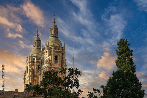 Baroque style bell towers of La Clerecia. Catholic Church of Salamanca. Spain. photo