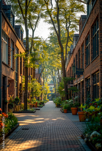 Quiet residential street in the city of Amsterdam