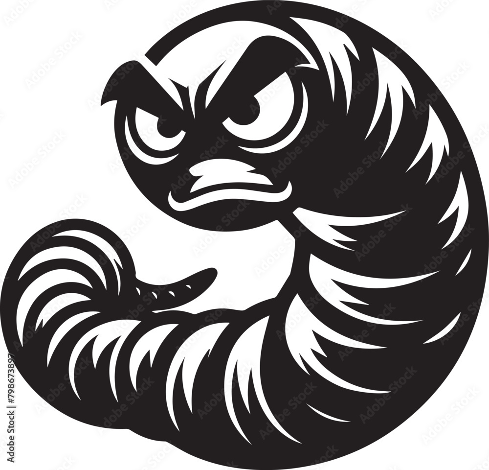 Angry Earthworm Vector In black and white Angry Earthworm Vector In black and white