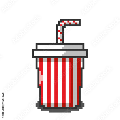 Vector Illustration of Soda cup with Pixel Art Design