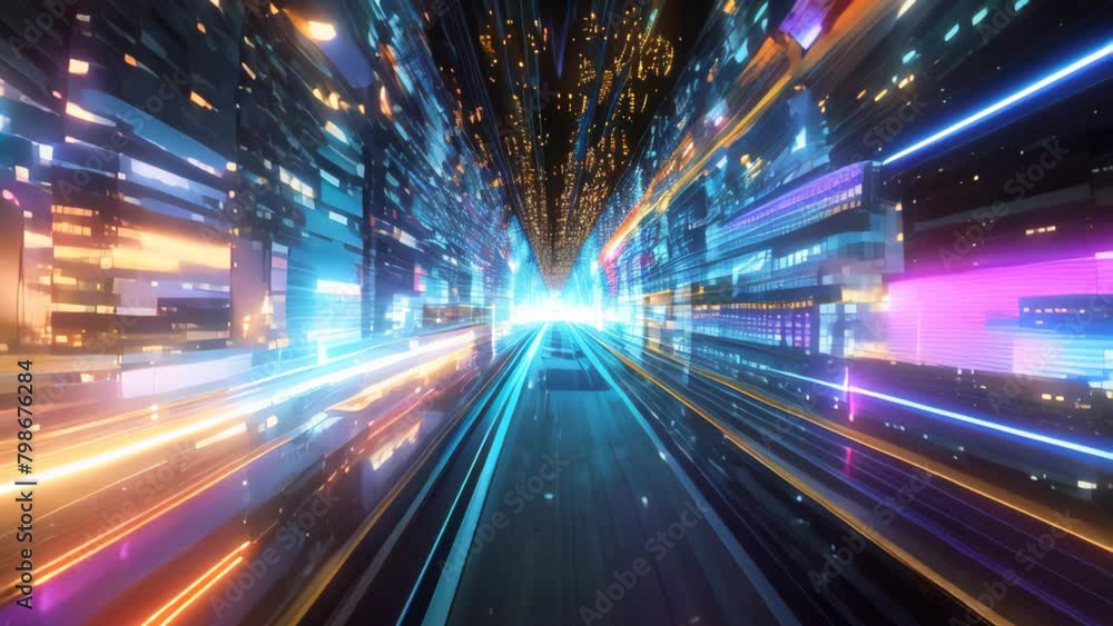 Futuristic tunnel with glowing neon lights. 3D Rendering Futuristic tunnel with glowing neon lights. 3D Rendering