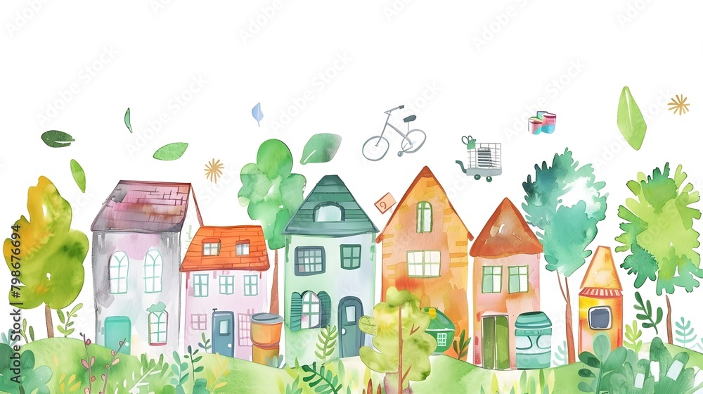 Eco-Friendly Neighborhood with Sustainable Architecture and Greenery