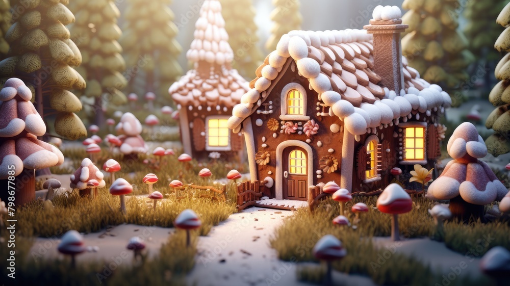 Enchanted Winter Village under a Starlit Sky
