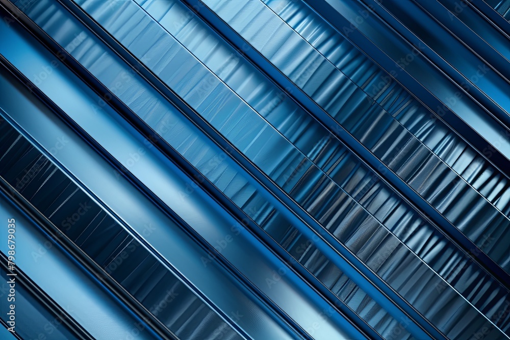 Blue Metallic Wave: Abstract Diagonal Slat Background in Modern Steel and Silver Textures Blue Metallic Wave: Abstract Diagonal Slat Background in Modern Steel and Silver Textures