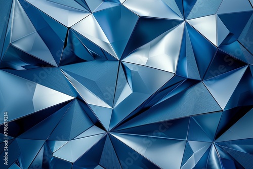 Abstract Blue Steel Geometric Shapes - Futuristic Design Pattern