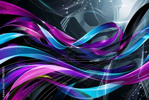 Twisted Ribbon Abstract Design: Purple, Blue, and Black Decorations
