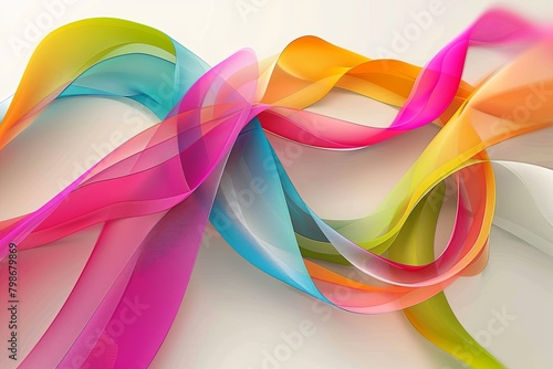 Bright and Colorful Ribbon Geometry: Modern Abstract Style with Twisted Background Ribbons