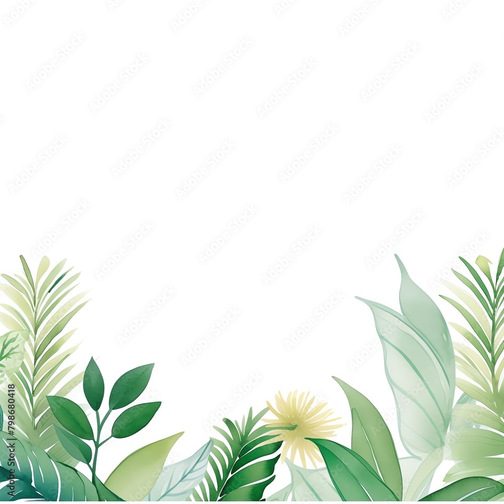 Tropical foliage watercolor background