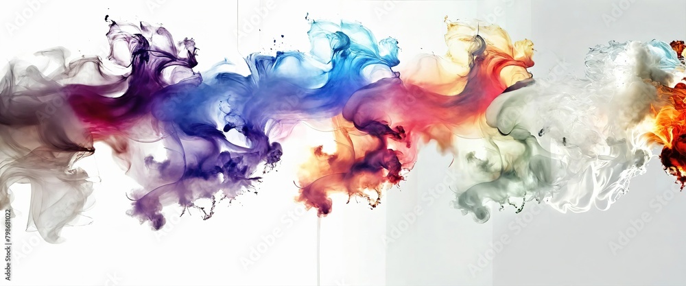 Multicolored abstract wallpaper on a white background. Smoke and waves. Generative AI Multicolored abstract wallpaper on a white background. Smoke and waves. Generative AI