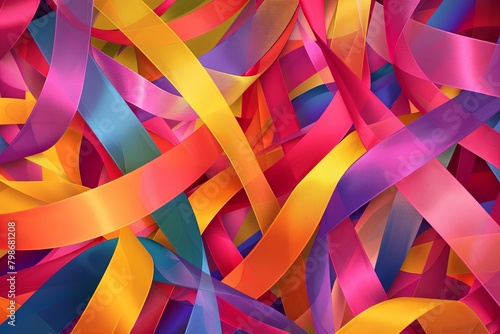 Twisted Ribbon Geometric Lines Art: Dynamic Abstract Pattern with Colorful Designs