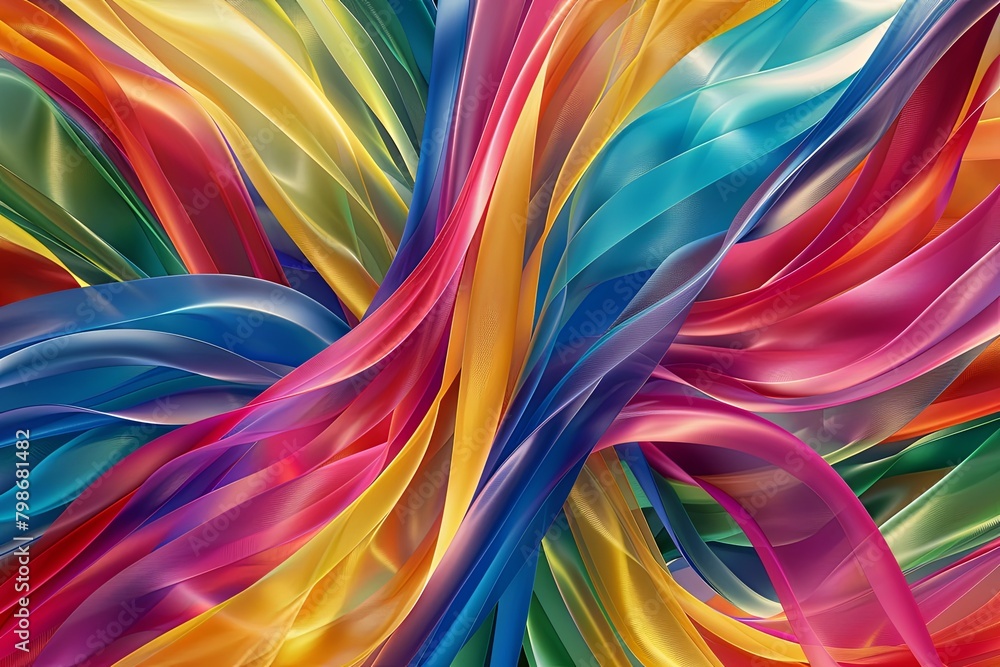 Fototapeta premium Twisted Ribbon Abstract Wave: Vibrant Multicolored Design