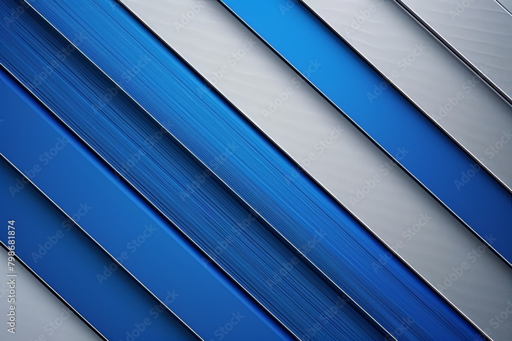 Obraz premium Blue Abstract Metallic Wave Pattern Background with Silver Elements.