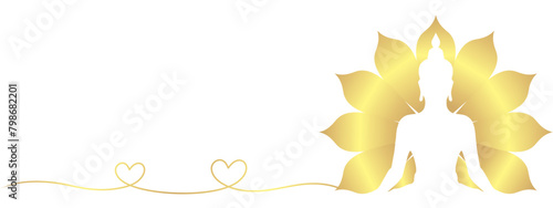 Golden Budha and lotus illustration for Vesak celebration of vector photo