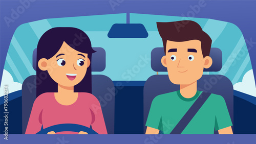A parent and teenager arriving at their destination only to stay in the car a little longer to finish their conversation and soak in the precious. Vector illustration