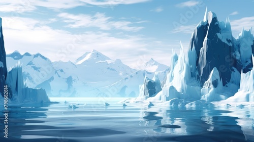 Arctic Majesty  Iceberg Cliffs Under Blue Sky