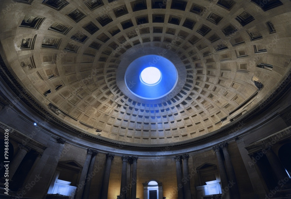 Italy Light oculus shining Pantheon Rome The ceiling