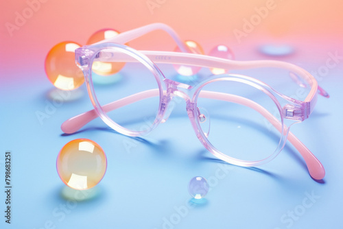closeup view of colored eyeglasses