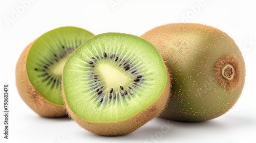 Fresh Kiwis, Healthy Vegetables with Copy Space, White Background