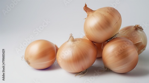 Fresh Onions  Healthy Vegetables with Copy Space  White Background