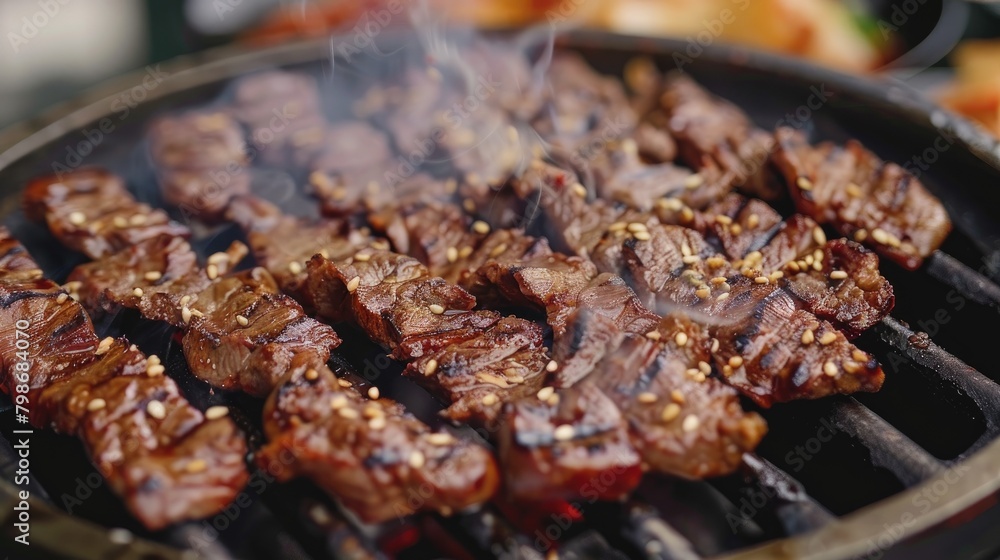 Barbecue of Fresh Beef Belly in Korean Traditional Style