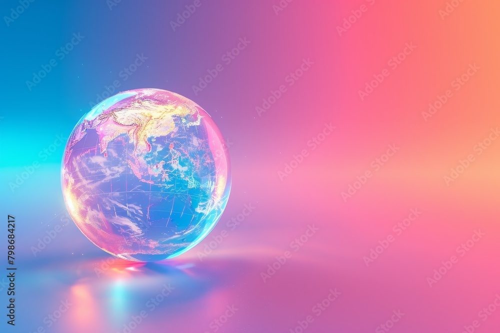 globe is sitting on a table with a colorful background globe is sitting on a table with a colorful background