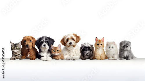 Group of cute pets on white background. Banner design © Ashley