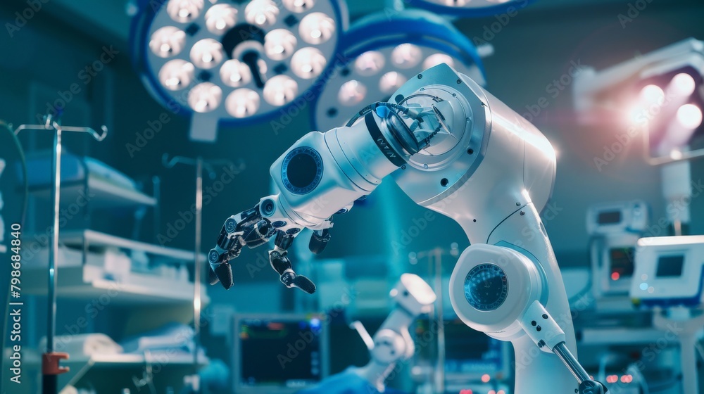 An AI robot assisting in surgery in a state-of-the-art operating room An AI robot assisting in surgery in a state-of-the-art operating room