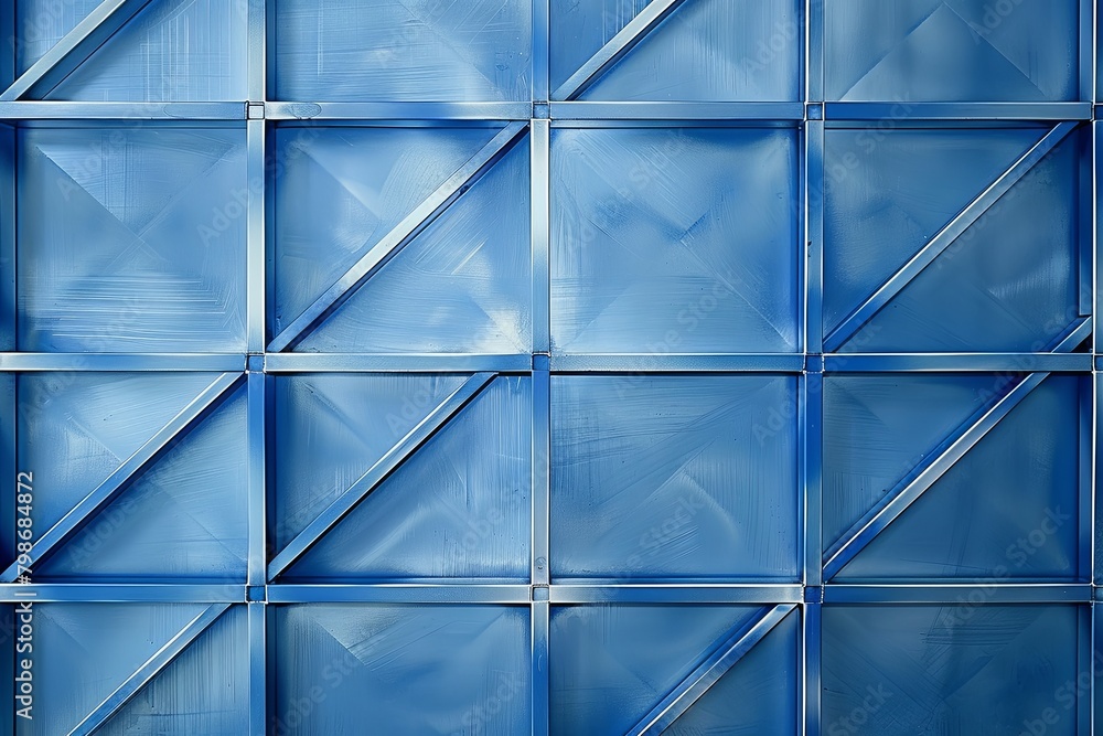 Blue Steel Geometric Grid Designs: Abstract Blue Grid Metal Surface with Silver Textures Blue Steel Geometric Grid Designs: Abstract Blue Grid Metal Surface with Silver Textures
