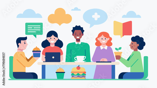 A series of lunch and learns are organized to educate all employees on neurodiversity in the workplace and how to create an inclusive environment.. Vector illustration