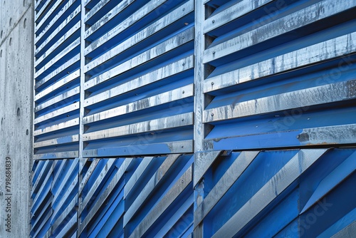 Blue Steel Geometric Slat Fusion: Abstract Silver Textures © Michael