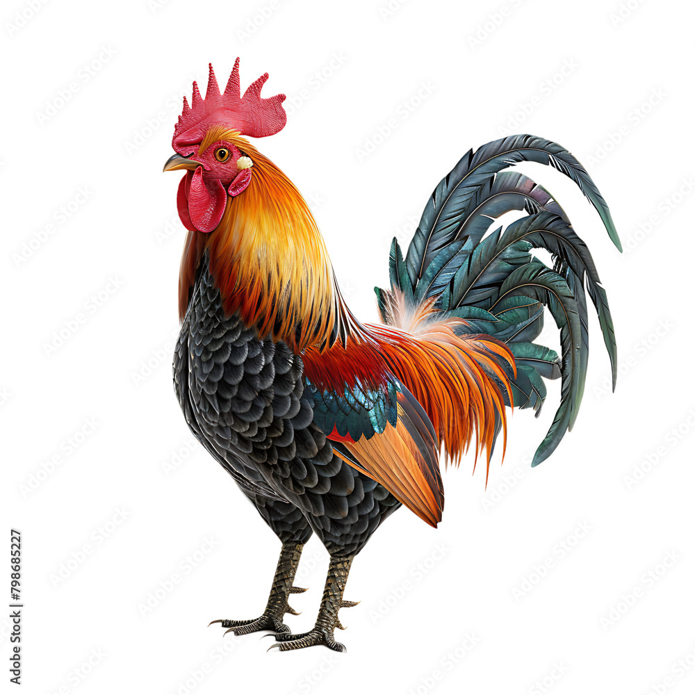 Fototapeta premium Rooster on isolated transparent background