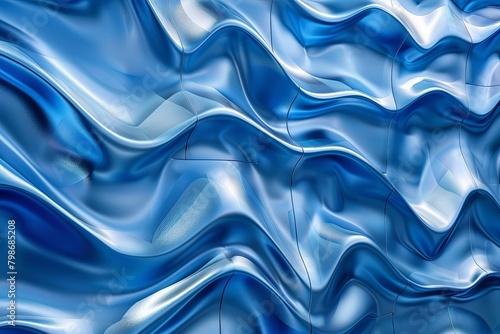 Blue Steel Wave  Abstract Urban Architecture with Metallic Surface Design