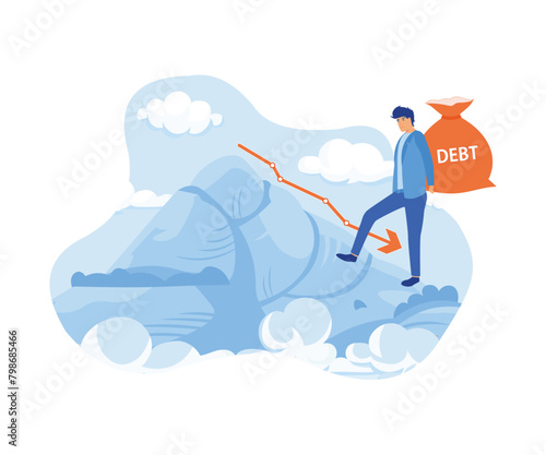 Crisis of high burden of consumer debt, Client bears a bag of debt Debtor has difficult problem of bad debt and plan to pay back to lender or creditor. 