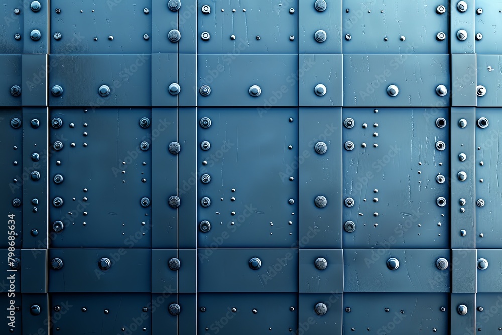 Fototapeta premium Contemporary Blue Steel Industrial Patterns Wallpaper: Innovative Metal Wall Texture