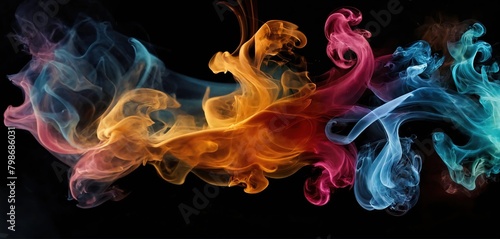 Multicolored abstract wallpaper. Smoke and waves. Generative AI