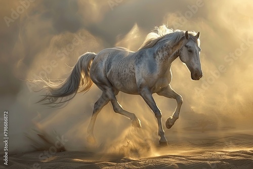 Silver Horse Majesty  Dash of Light  Spirit  Freedom in Desert Brilliance