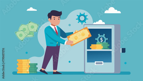 A bank teller is counting out paper bills in a secure vault showcasing the evolution from physical currency to paper money.