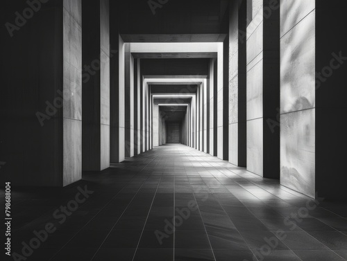 Modern Architecture Corridor with Dramatic Lighting 