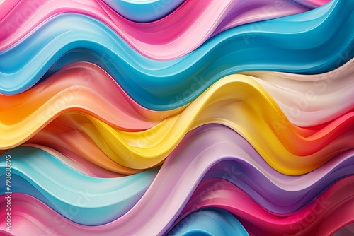 3D Twisted Ribbon Background  Vibrant Colorful Waves Wallpaper Design