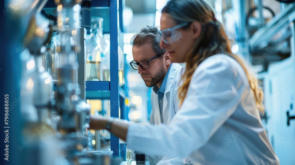 Teamwork in action: Engineer and business partner collaborate on polymer processing strategies. Teamwork in action: Engineer and business partner collaborate on polymer processing strategies.