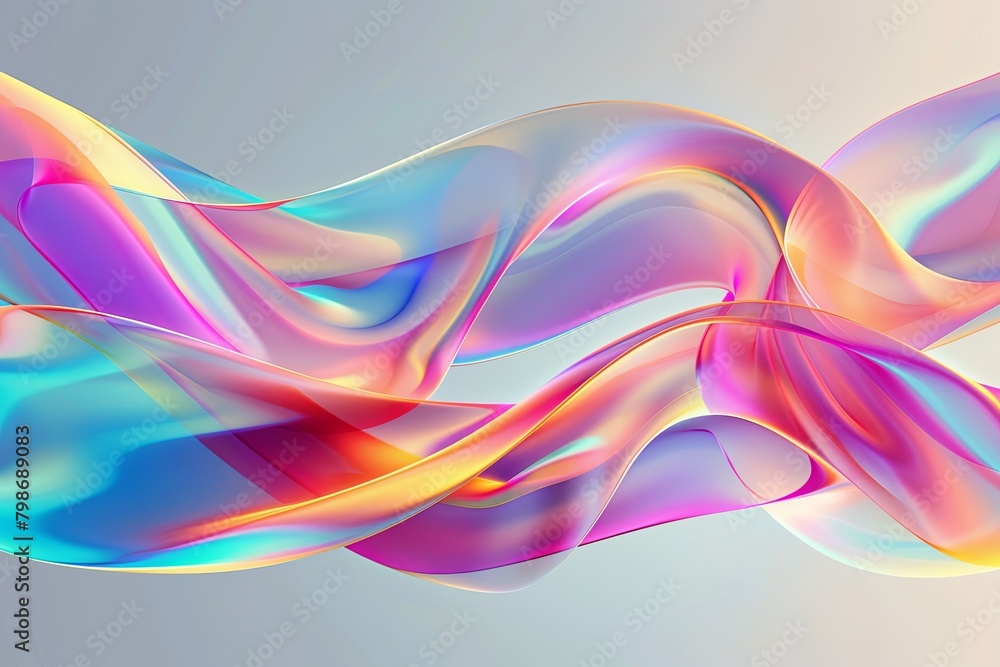 Glossy Iridescent Ribbon Waves: Fluid Gradient Art Background in Vibrant Colors Glossy Iridescent Ribbon Waves: Fluid Gradient Art Background in Vibrant Colors