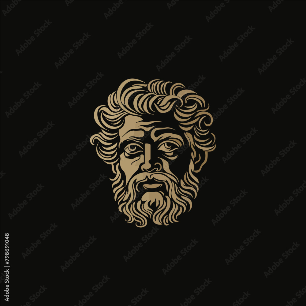 logo of the face of an ancient Greek man with curly hair and a beard logo of the face of an ancient Greek man with curly hair and a beard