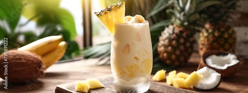 tropical pineapple cocktail mix, Generative AI,
